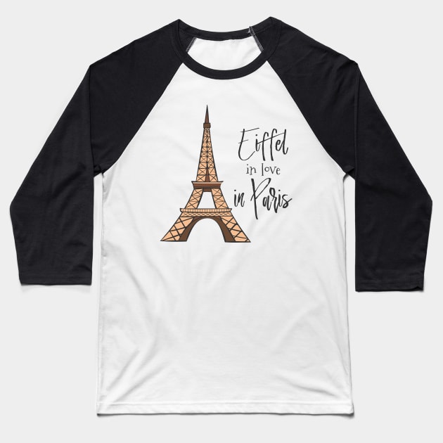 Eiffel in Love in Paris Baseball T-Shirt by Dreamy Panda Designs